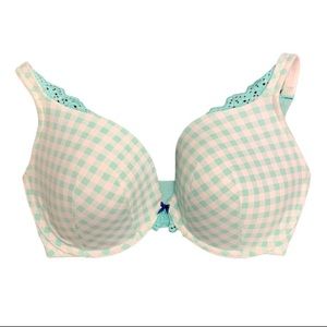 Cacique Boost Plunge Green Gingham Bra